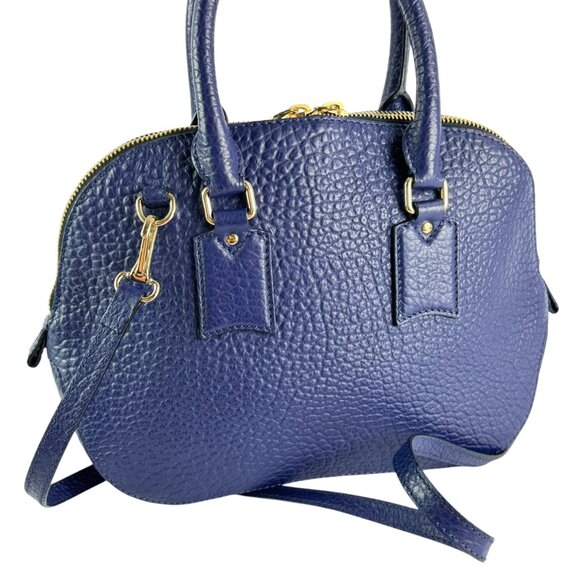 BURBERRY Royal Blue Orchard Bowling Grained Leather Satchel Shoulder Bag - Picture 13 of 16